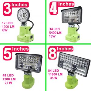 Lampe de travail d'alarme LED, torche électrique, projecteur, lampe de voiture pour RYOBI 14.4V 18V,