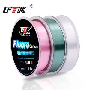FTK 100M ligne de pêche à revêtement fluorocarbone 4.13LB-34.32LB ligne de Leader Monofilament en
