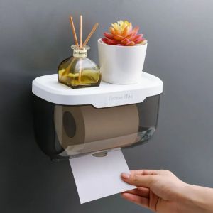 Bo&icirc;te porte-papier hygi&eacute;nique sans poin&ccedil;on, &eacute;tanche, support de rangement pour papier toilette,