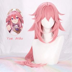 Yae Miko Cosplay perruque femmes 85 cm longue rose perruque Cosplay Anime Cosplay perruques