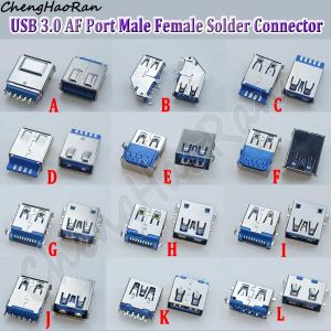 Connecteur de prise PCB USB 3.0 USB 3.0-AF AM, 2 pi&egrave;ces, prise &agrave; souder m&acirc;le femelle pour Port