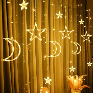 3.5M romantique lune étoile LED rideau chaîne guirlande de noël fée lumière extérieure jardin