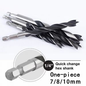 5/7 pi&egrave;ces poign&eacute;e hexagonale trois points perceuse &agrave; bois Kit de forage &agrave; m&eacute;tal fraise pour le