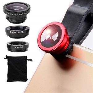 Objectif œil de poisson universel 3 en 1, Macro grand Angle, objectif Fisheye pour Smartphone, Zoom