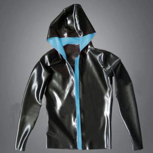 Manteau à Capuche Décontracté pour Homme, Veste Noire, Fétiche, Latex, Catsuit, Caoutchouc, Manches