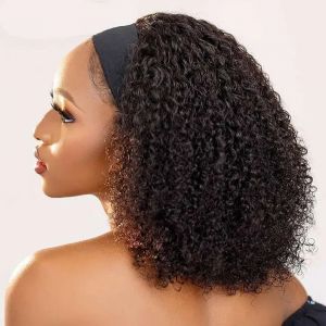 Perruque bandeau vague d'eau crépus bouclés perruques de cheveux humains pour les femmes brésilien