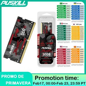 PUSKILL Memoria Ram Cahier DDR4 DDR3L 16GB 8GB 4GB 32GB 3200 2666 2400 1600 1333 Sodimm Mémoire