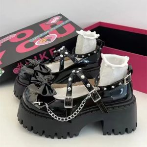 Chaussures Lolita à talons compensés pour femmes, escarpins à chaîne en métal, chaussures de Cosplay