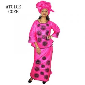 Robe Africaine Bazin Riche pour Femme, Design de Broderie, Haut avec Anneau