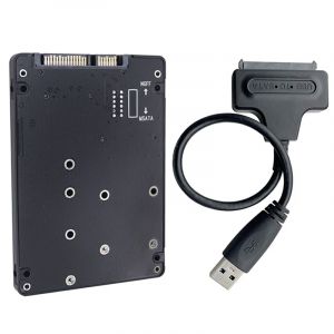 Boîtier de disque dur externe M.2 SATA SSD/mSATA SSD vers SATA3.0 + câble SATA vers USB3.0 clé M2