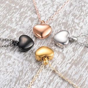 Collier d'urne de crémation en forme de petit cœur pour cendres, pendentif commémoratif en acier