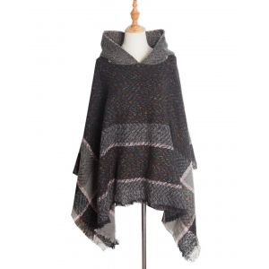Nouveau automne hiver motif arête de poisson femmes Cape à capuche pull Cape femmes Poncho dame