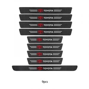 Autocollants de protection de seuil de porte en Fiber de carbone, Logo de voiture, pour Toyota Yaris