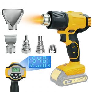 300W 540 ℃   Pistolet thermique sans fil avec 5 buses et affichage numérique LCD, pistolet à air