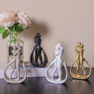 Figurine de Couple en résine, artisanat, centre de Table, câlin, Figurine abstraite pour