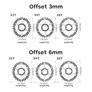 VXM plateau ovale 3mm 6mm d&eacute;calage, montage Direct pour XX1 Eagle X01 X1 X0 X9,32T 34T 36T, v&eacute;lo de