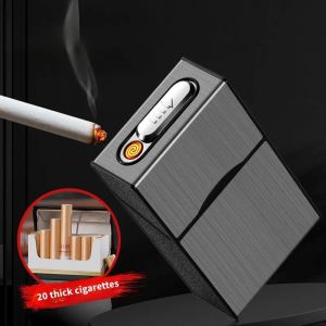 20 &eacute;tuis &agrave; cigarettes &eacute;pais fil de tungst&egrave;ne allumeur USB charge briquet ext&eacute;rieur &eacute;tanche et