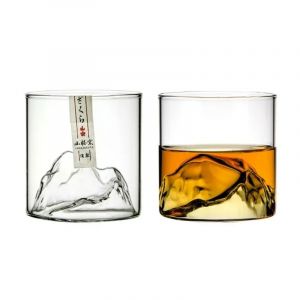 Verre à whisky japonais, glacier à l'ancienne, verres à whisky de montagne 3D, boîte-cadeau en bois,