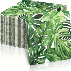 Serviette jetable en feuille de palmier tropicale, 20 pièces, serviette en papier feuillage hawaïen,