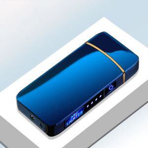 Briquet électrique coupe-vent en métal, Double Arc, sans flamme, Plasma, Rechargeable par USB,