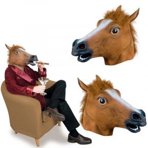 Cheval marron couvre-chef drôle nouveauté Masque fête tête de cheval marron licorne Latex Cosplay