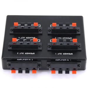 SP-24 Mini 2-IN-4-OUT Stéréo Audio Sélecteur Amplificateur Switcher Box Haut-parleur Splitter