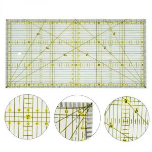 Règle de Quilters 15*30 avec lignes doubles colorées et de grille, règle de Patchwork, règle de