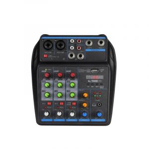 Console de mixage DJ &agrave; 4 canaux, avec moniteur d'alimentation fant&ocirc;me Bluetooth 48V, syst&egrave;me de