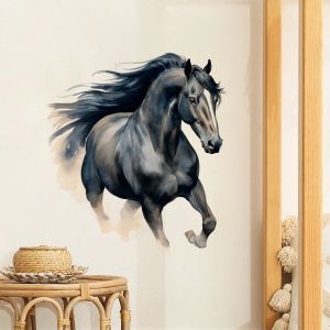 Stickers muraux de cheval en cours d'exécution, décor mural de chambre à coucher, salon, bureau,