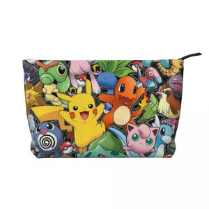 Trousse de toilette Pok&eacute;mon Pikachus pour femme, trousse de maquillage cosm&eacute;tique, trousse de