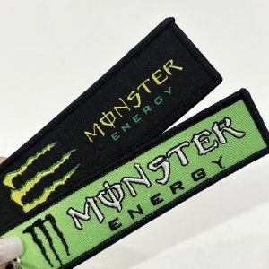 Porte-clés Monster Energy pour moto modifiée, broderie Double face, pendentif de décoration