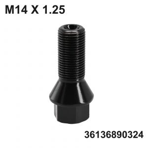 1 boulon de goujon d'écrou de roue 36136890324   Écrou de boulon de verrouillage de roue noir M14