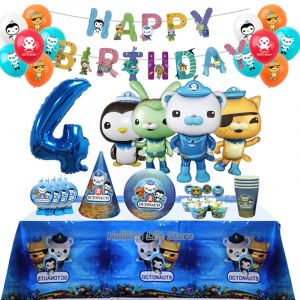 Décoration de fête d'anniversaire Octonauts pour enfants, ballon en aluminium de Latex, fournitures