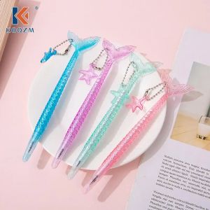 Stylo gel à encre bleue et noire, 5 pièces/lot, style kawaii, sirène, melon al, pendentif étoile de