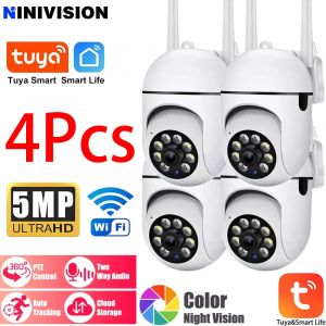 Tuya 5MP Wifi caméra intérieure 360 PTZ animal de compagnie bébé moniteur IR Vision nocturne Ai