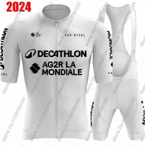 Ag2r équipe cyclisme maillot 2024 ensemble France blanc noir vêtements à manches courtes vélo