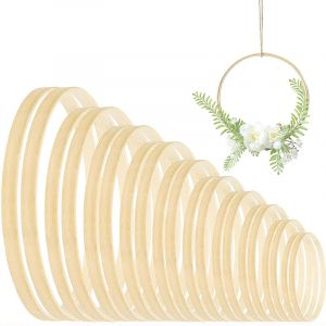 Couronne de cerceau floral en bois de bambou, artisanat de macramé, anneaux de cerceau, décoration