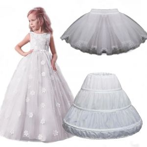 Jupon blanc pour enfants, ligne a, 3 cerceaux, une couche, garniture en dentelle Crinoline, robe de