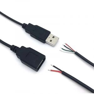 Câble d'alimentation USB 1m 5V, 2 broches USB 2.0 A femelle mâle, fil Jack 4 broches, cordon de