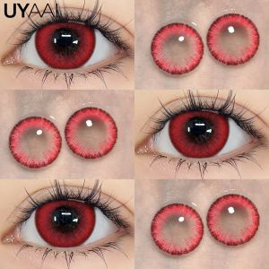 UYAAI cosm&eacute;tiques lentilles de Contact de couleur Cosplay lentille de couleur rouge Anime lentilles