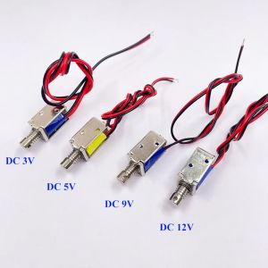 Mini électro-aimant solénoïde carré Push-Pull, 8mm x 10mm, DC 3V/ 6V/ 9V/ 12V, Type traversant,