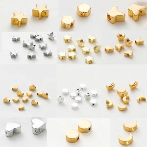 20 pi&egrave;ces 14K 18K plaqu&eacute; or en laiton rond carr&eacute; croix fleurs perles entretoise perles fabrication