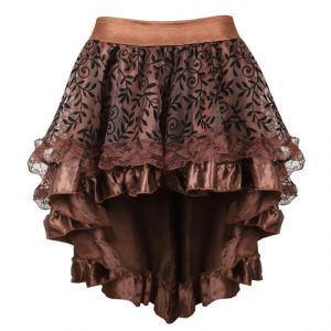 Steampunk gothique Burlesque Sexy jupe en dentelle florale femmes asym&eacute;triques jupes hautes et