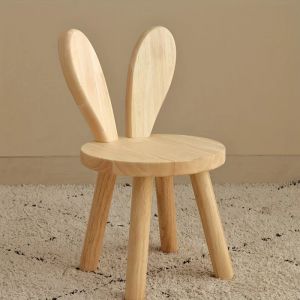 1pc petit tabouret créatif, oreilles de lapin mignonnes petit tabouret en bois massif, tabouret