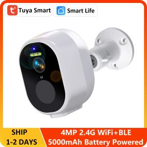 4MP Tuya Smart sans fil WiFi + BLE batterie ext&eacute;rieure projecteur &agrave; &eacute;nergie solaire d&eacute;tection