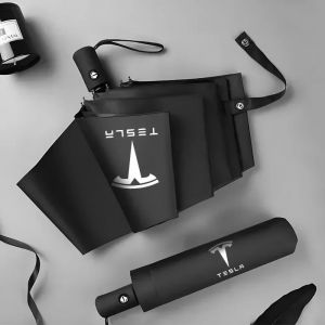 Parapluie de pluie pliant automatique Portable pour voiture, pour embl&egrave;me Tesla mod&egrave;le S mod&egrave;le X
