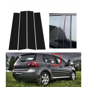 Poteau de pilier noir brillant en Fiber de carbone, autocollant pour Volkswagen Golf 5 V MK5