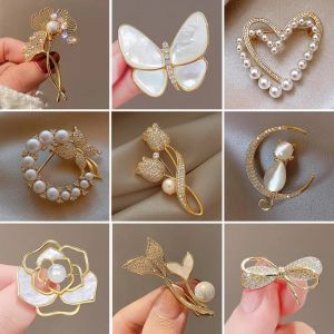 Broche dorée en forme de tulipe, 1 pièce, nouveau Design élégant, bijoux en pierre blanche Rose, de