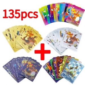 135-55 pi&egrave;ces or Pokemon couleur carte Pack ensemble noir Vmax Vstar argent GX bo&icirc;te Pikachu Carta