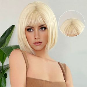 Extensions de cheveux synthétiques mode blanc jeunes femmes perruques blondes naturel respirant